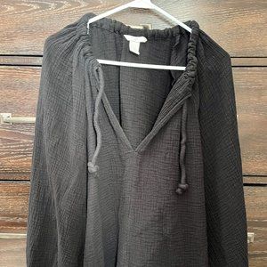 Cotton Balloon-sleeved Blouse